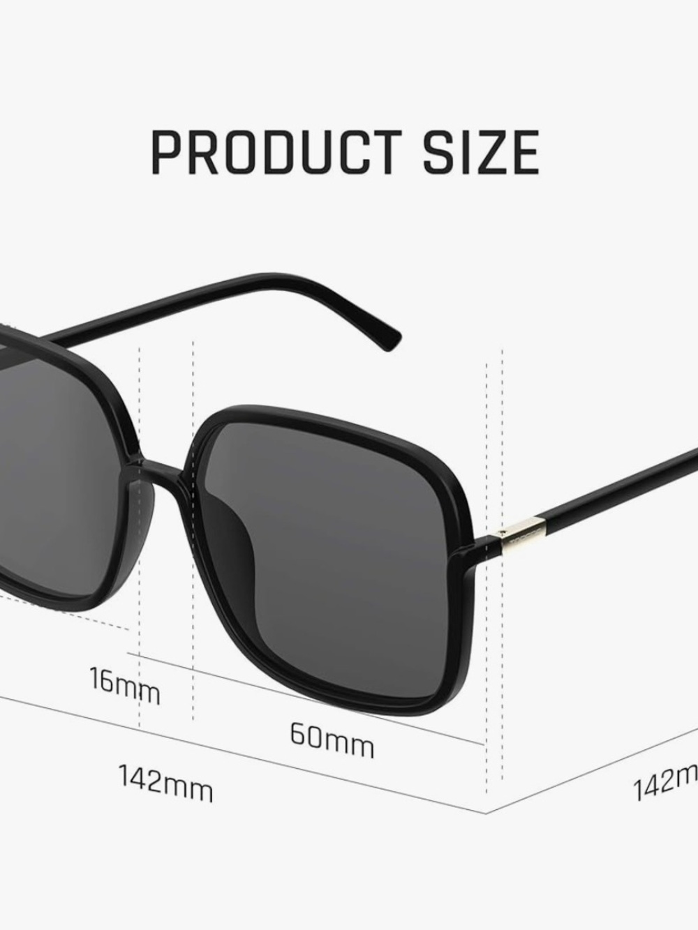 Oversized Square Polarized Sunglasses for Women in Black - Picture 5 of 5